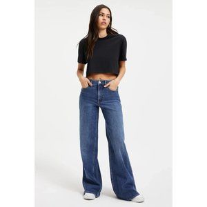 Good American Good Skate Jeans High Rise Wide Leg Indigo Blue Denim Size 8 / 29